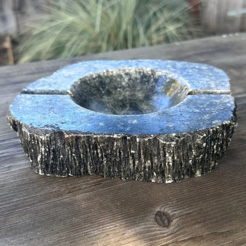 VINTAGE NATURAL STONE ROCK ASHTRAY MARBLE GRANITE ROUGH EDGE 7.5 X 6.5
